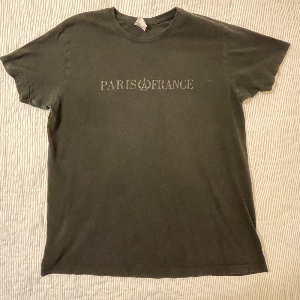 Men’s B&C Collection Black Paris France Tee with Eiffel Tower Graphic Size XL